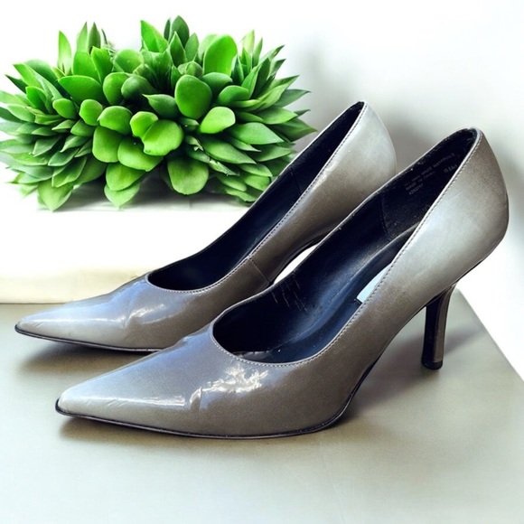 Diba Gray Ombré Gradient Patent Leather Slip On Pointed Toe Pumps Heels - Picture 11 of 16